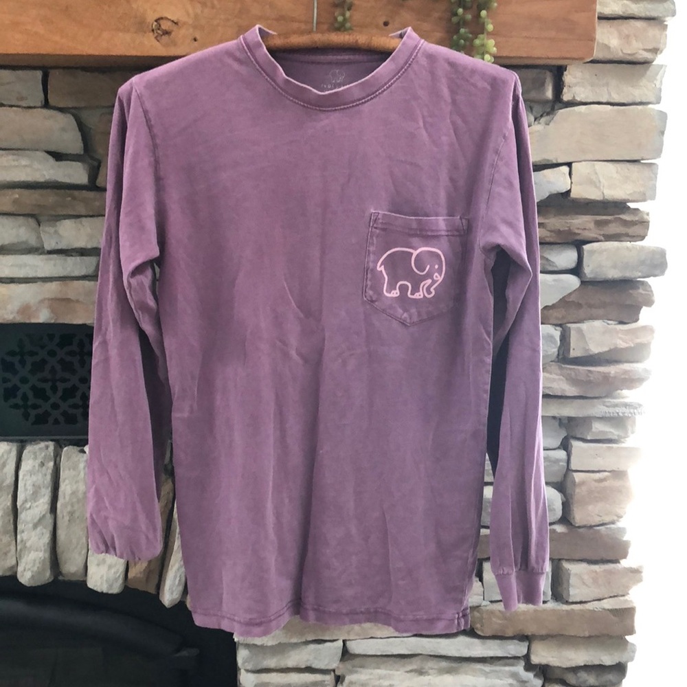 Ivory Ella Violet Purple Distressed Long Sleeve Tee Size Small